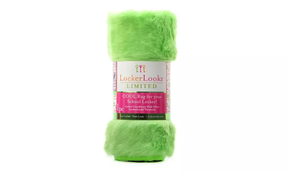 LockerLookz Locker Rugs: Green Faux Fur Rug - Second Medium
