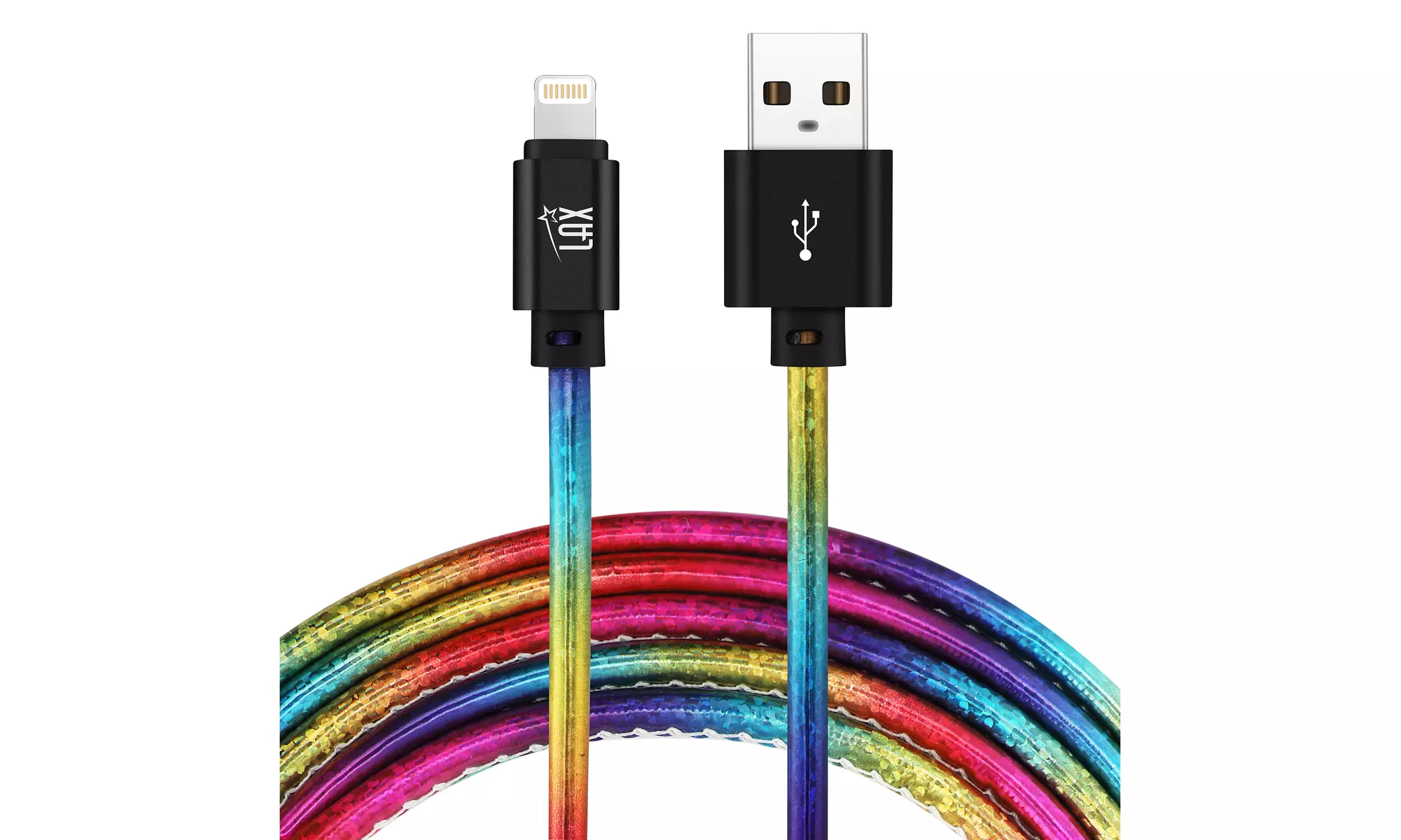 LAX Apple MFi Certified Colorful Rainbow Lightning Cables for iPhone and iPad