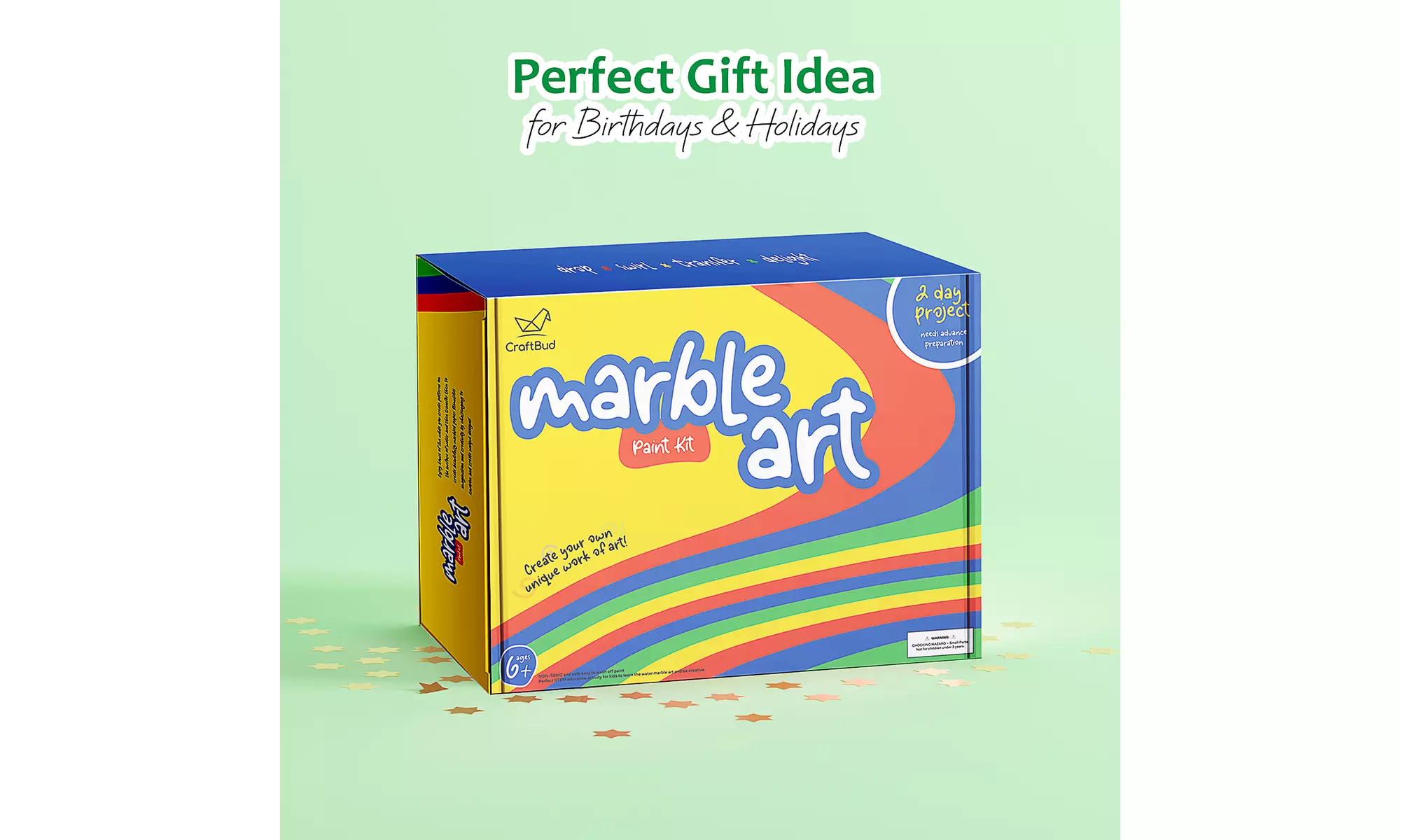 CraftBud Marbling Paint Kit for Kids - Fun Painting Set , Gift for Kids