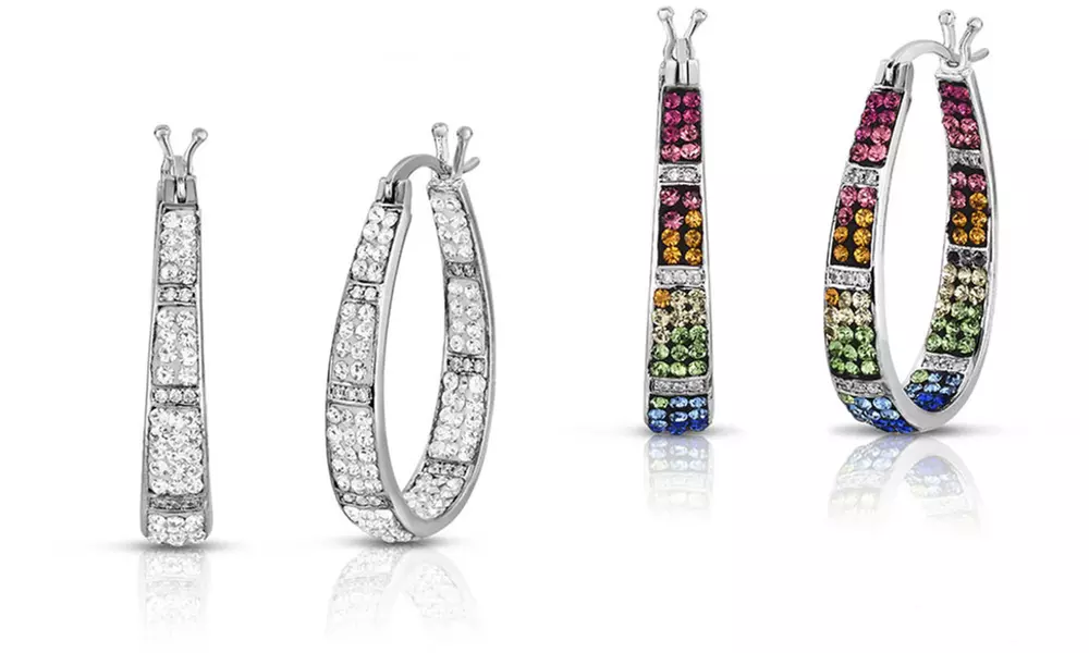  Inside Out Graduated Hoops With Made Crystals From Swarovski - Primary Image