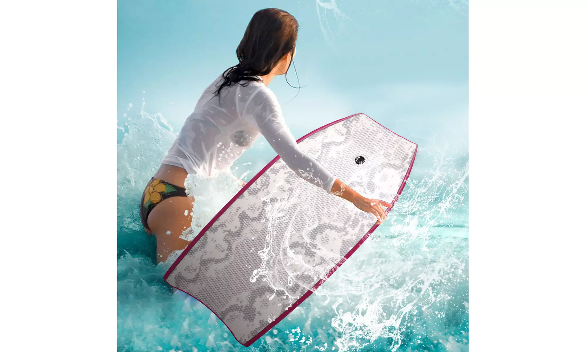 42'' Lightweight Super Bodyboard Surfing W/Leash IXPE Deck EPS Core Boarding