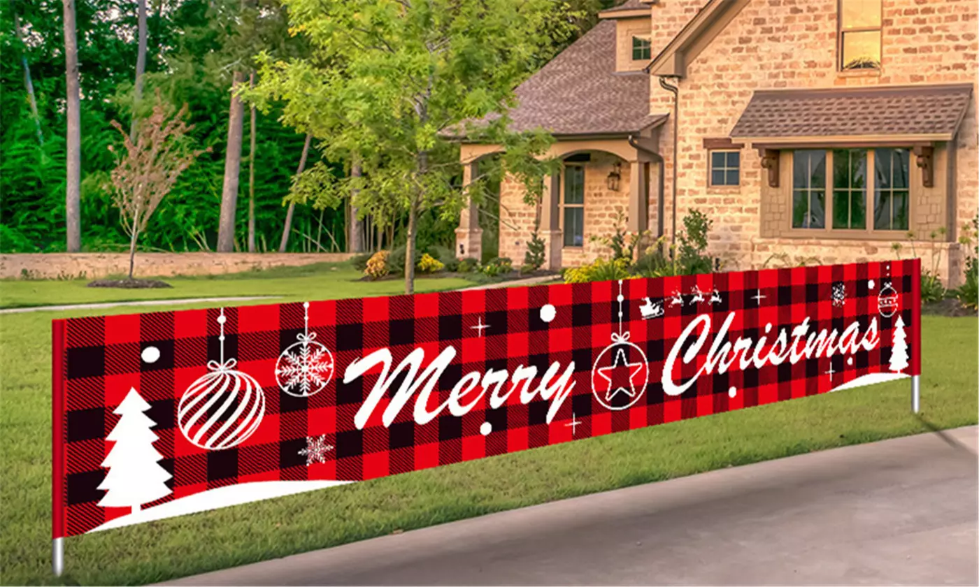 Merry Christmas Banner Huge Xmas House Home Outdoor Party Decoration