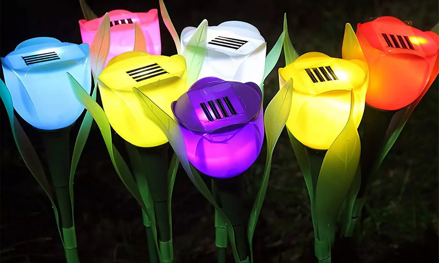 SolarEK LED Tulip Flower Solar Powered Stake Lights Solar Garden Lights (6-Pack) - Primary Image