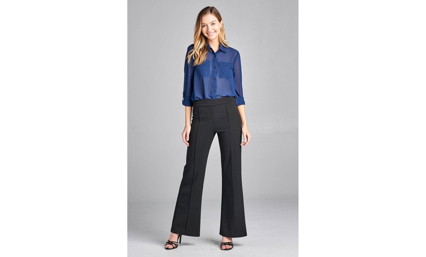 Image 2: Pocket Chiffon Long Sleeve Front Blouse with Black Button Detail