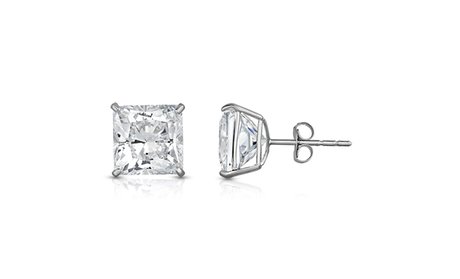 4.00 CTTW Swarovski Elements Crystal Princess Cut Studs