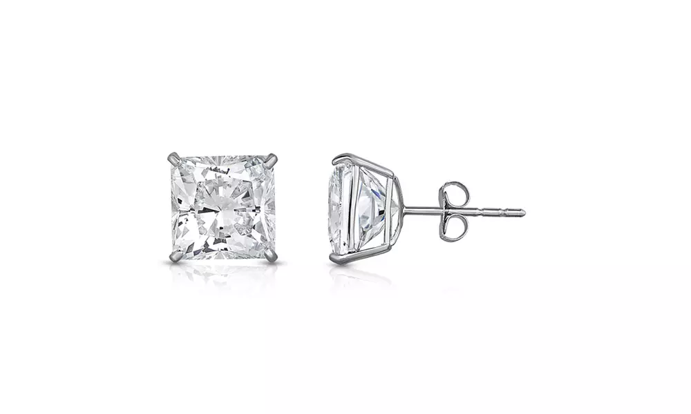 4.00 CTTW Princess Cut Studs Made With Crystals From Swarovski