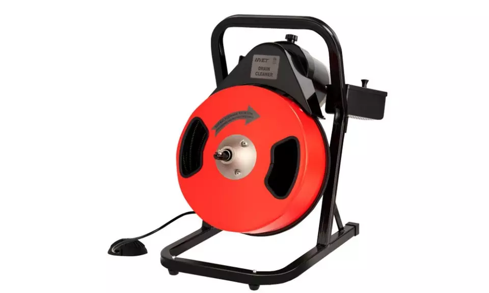 50 Ft Compact Electric Drain Pipe Cleaner Portable Sewer Snake Auger Power Feed - Primary Image