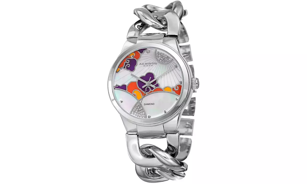 Akribos XXIV Women's Watch with Quartz Diamond Dial & Chain Bracelet - Primary Image
