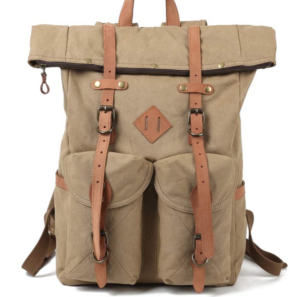 leather camping backpack