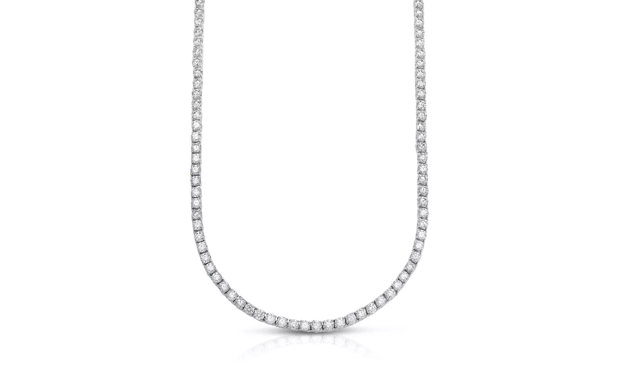  White Topaz 18 Inch Tennis Necklace in 18K White Gold