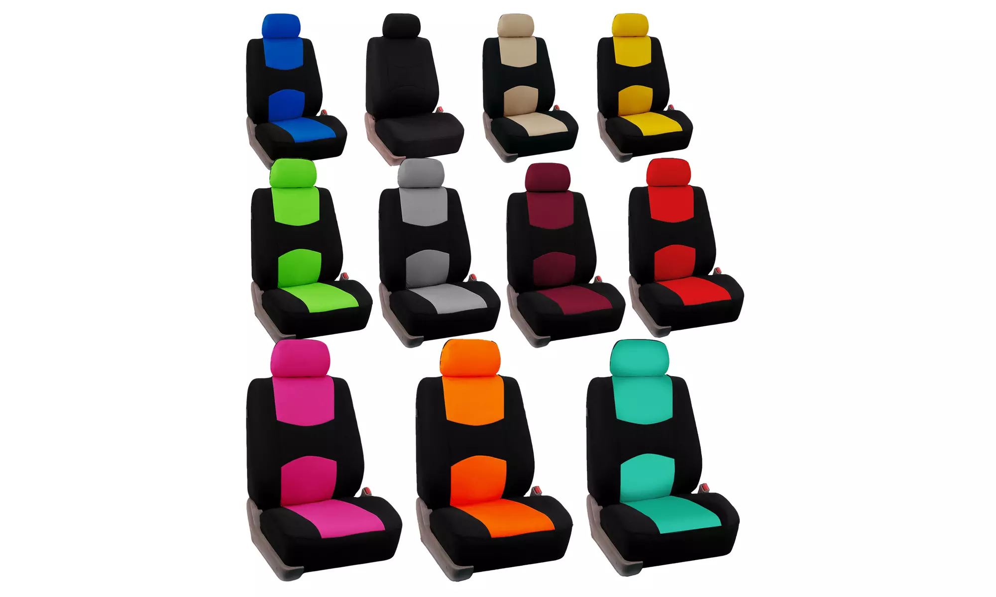 Flat Cloth Universal Fit Front Bucket Seat and Headrest Covers 4-Pack FB050102-G - Primary Image