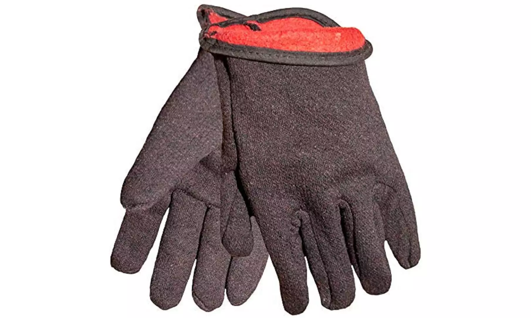 Brown Jersey Winter Large Work Gloves with Red Fleece Lining Bulk Pack - Primary Image