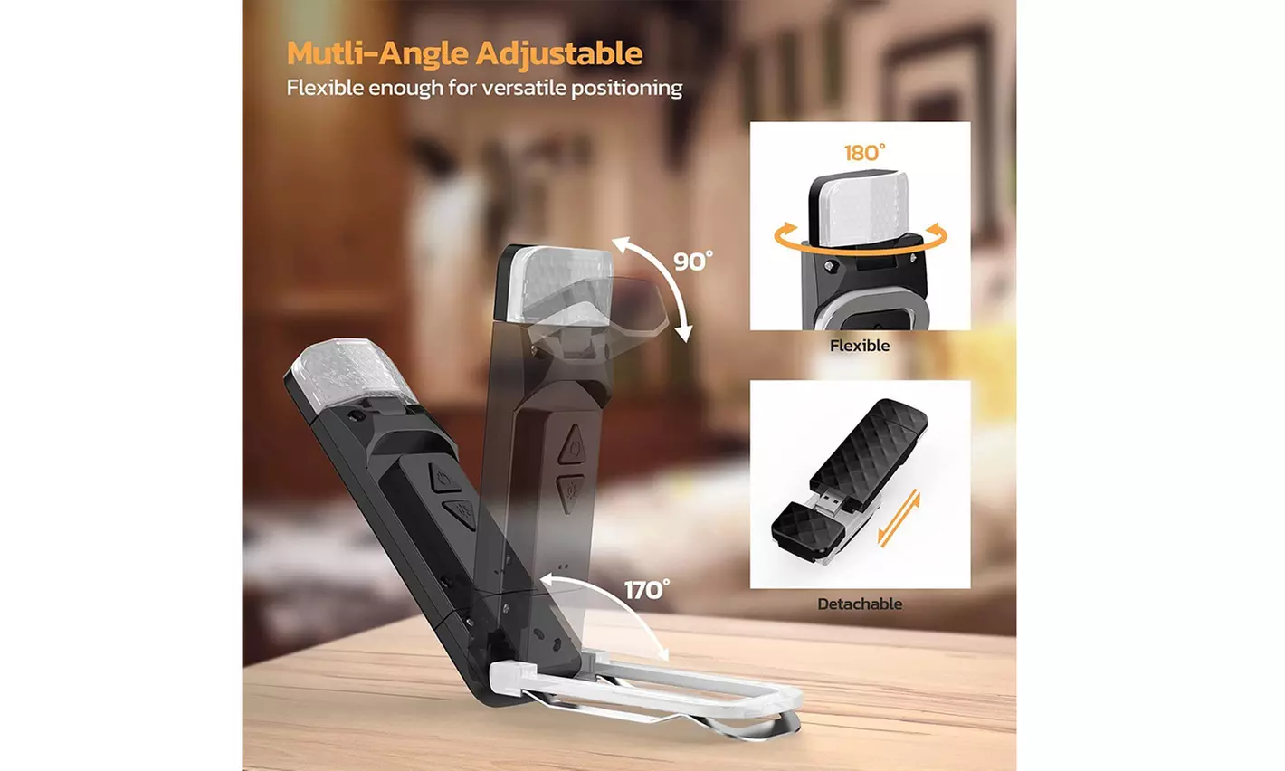 USB Rechargeable Book Light for Reading in Bed Portable Clip-on LED Reading Lamp