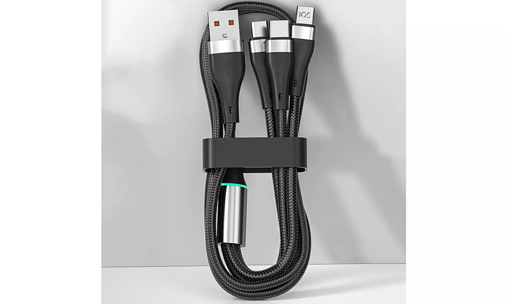 3 In 1 Data Cable 100W Smartphone Breathing Light Fast Charging Cable - Second Medium