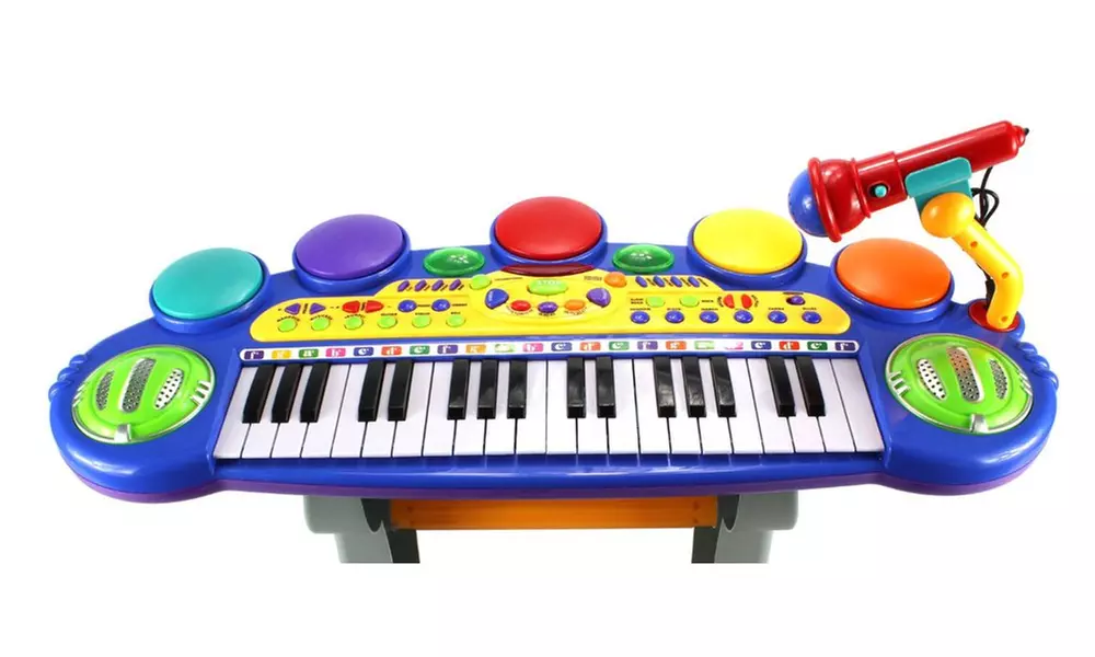 Fun Party Voice Synthesizer Musical Toy Keyboard Play Set (Blue) - Second Medium