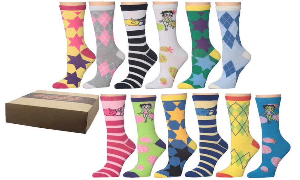 Frenchic Women's Statement Cotton Blend Crew Socks (12-Pairs)