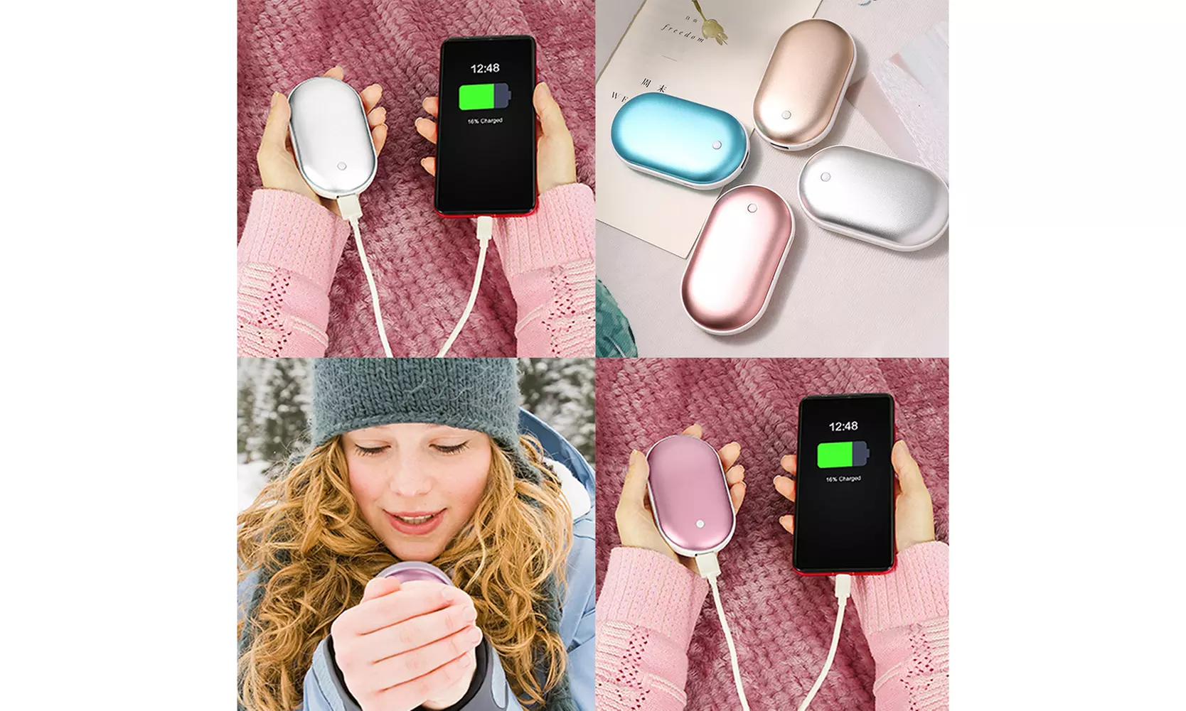 US 2-4 Pack Hand Warmers Rechargeable Power Bank USB Reusable Pocket Size Heater