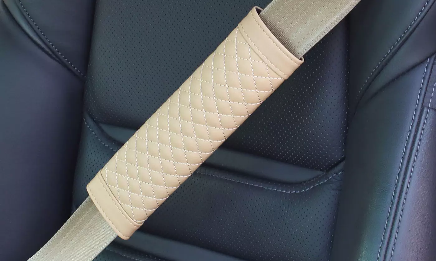 2pcs Seat Belt Shoulder Pad Cover Car Safety Leather Cushion Harness Strap