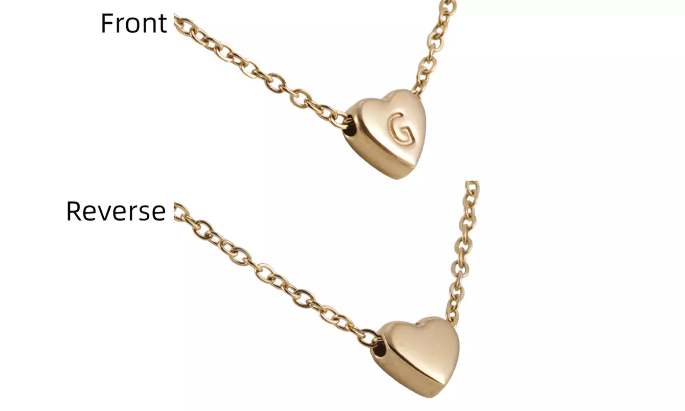 Initial Heart Pendant Necklace Letter Heart Choker Necklace