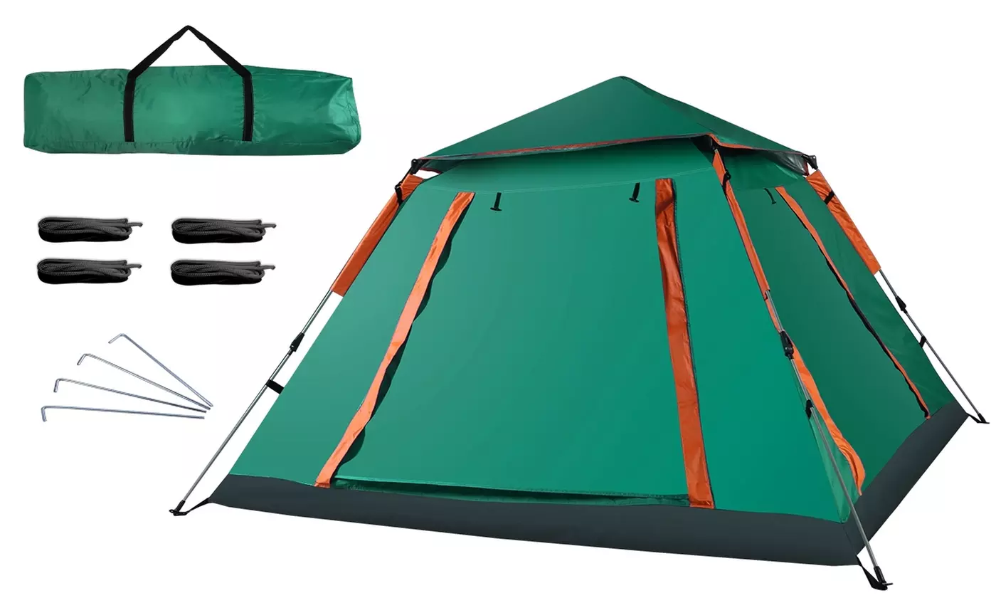 LakeForest 4-5 Person Waterproof Family Camping Tent with 2 Mesh Doors & Windows