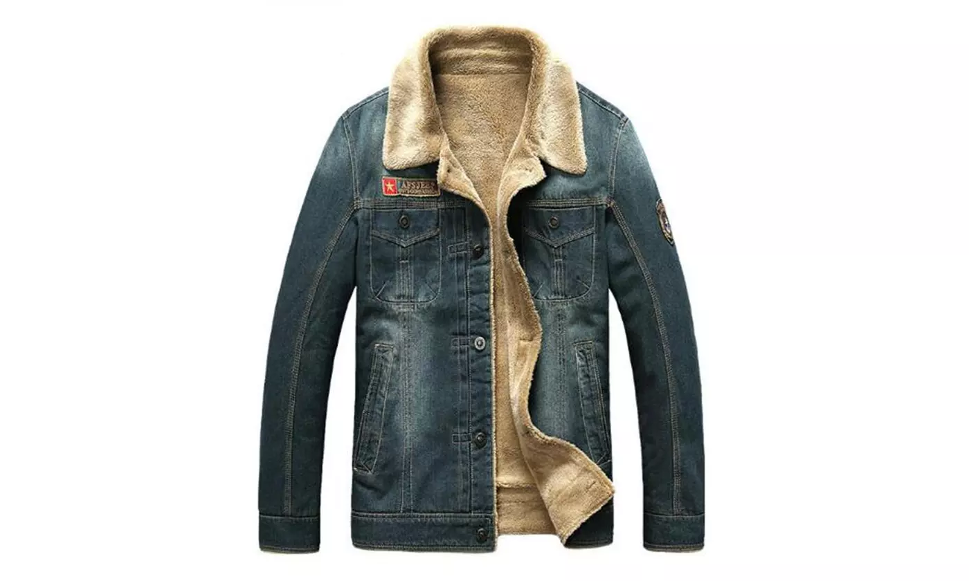 Men's Winter Cotton Thicken Clothes Denim Jacket - Primary Image