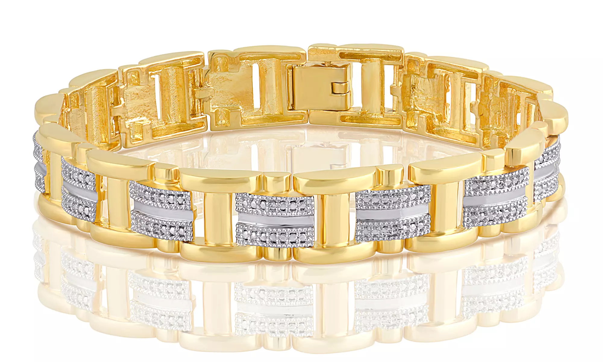18K Gold Plated Diamond Accent Men's Bracelets by Brilliant Diamond