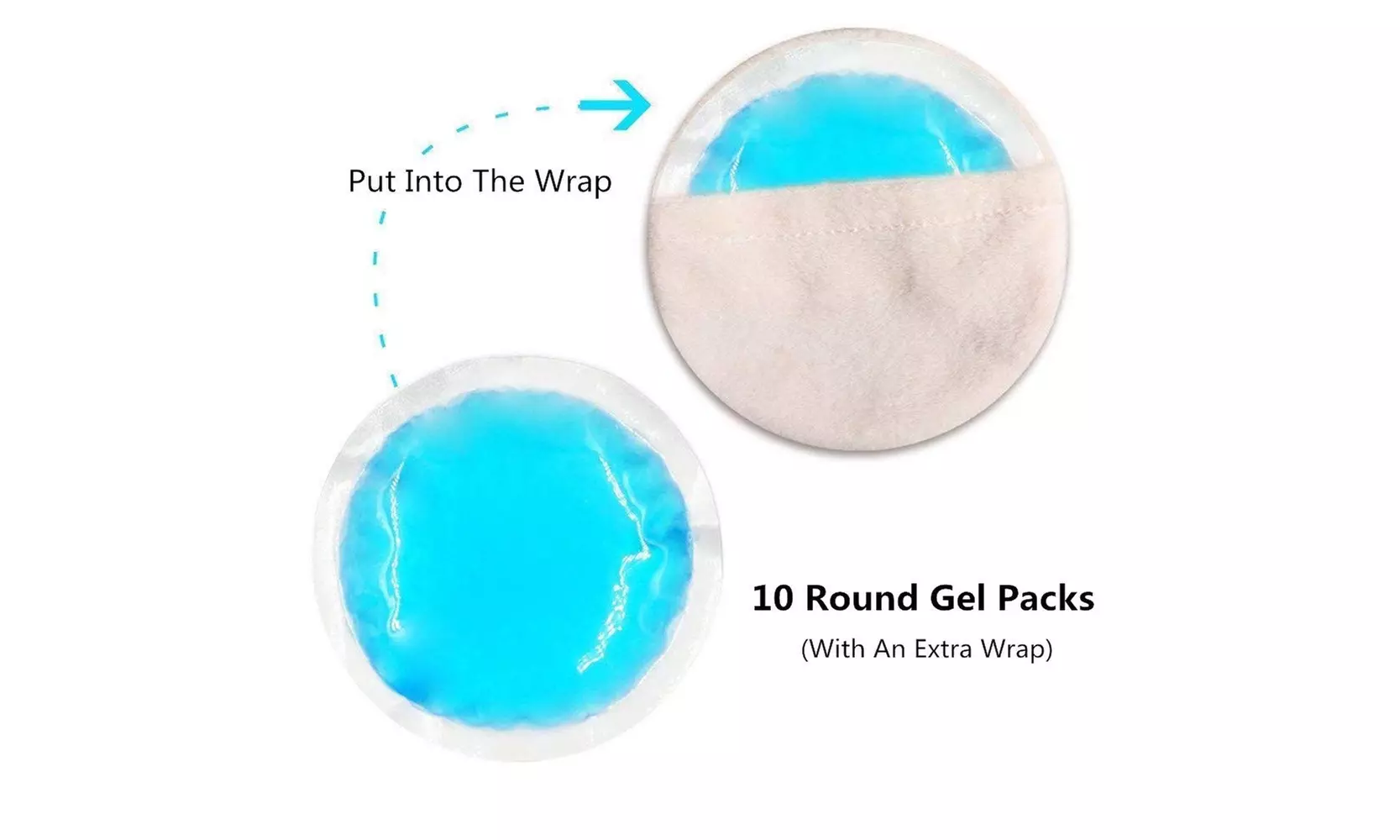 10 pack Round Reusable Gel Ice Packs with Cloth Backing for Hot or Cold Compress - Second Medium