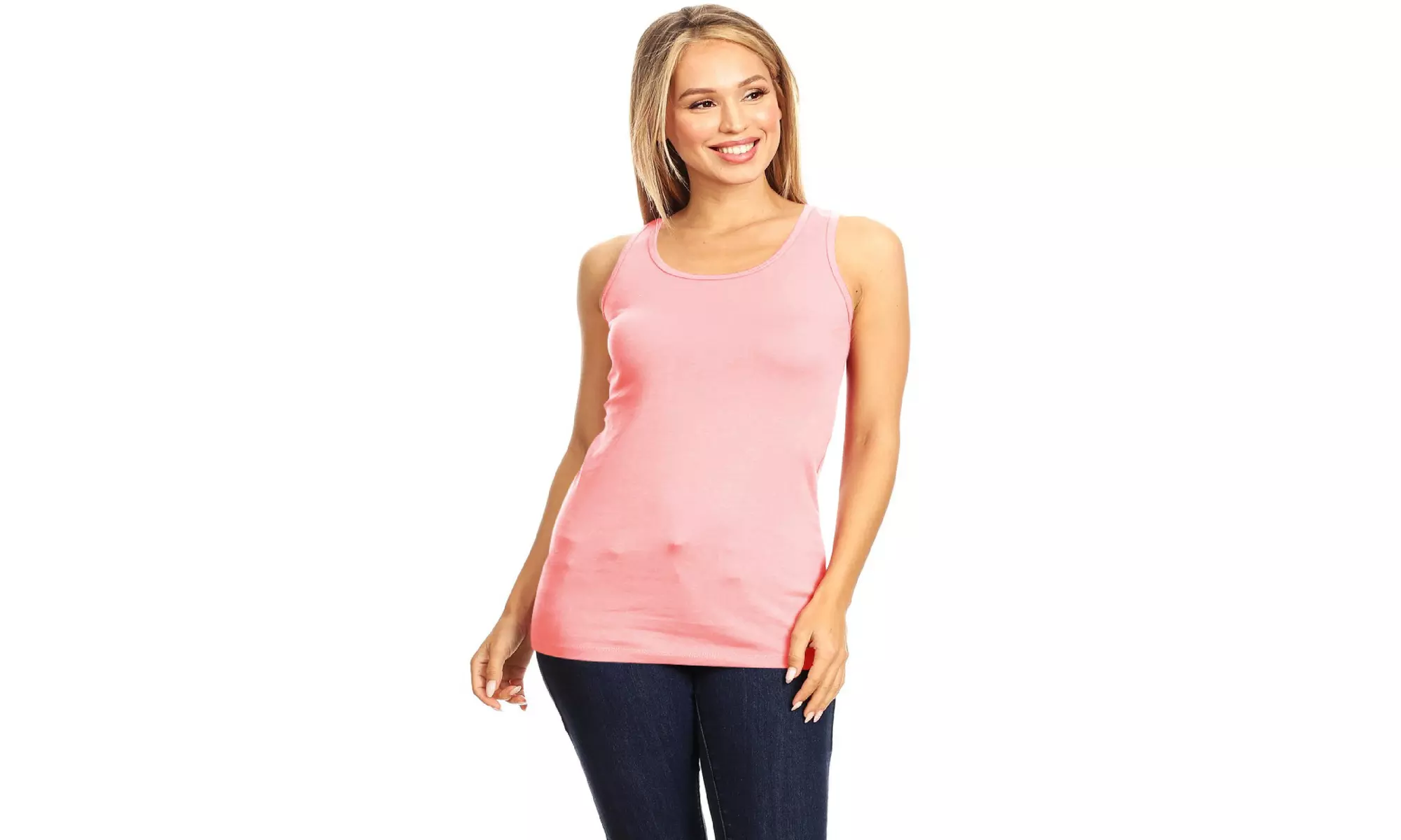 Basic Solid racerback tank top with scoop neck