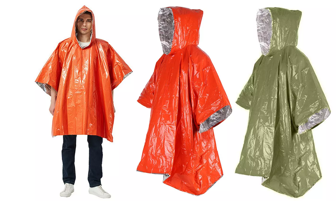 Emergency Blankets & Rain Poncho Hybrid Survival Gear and Equipment