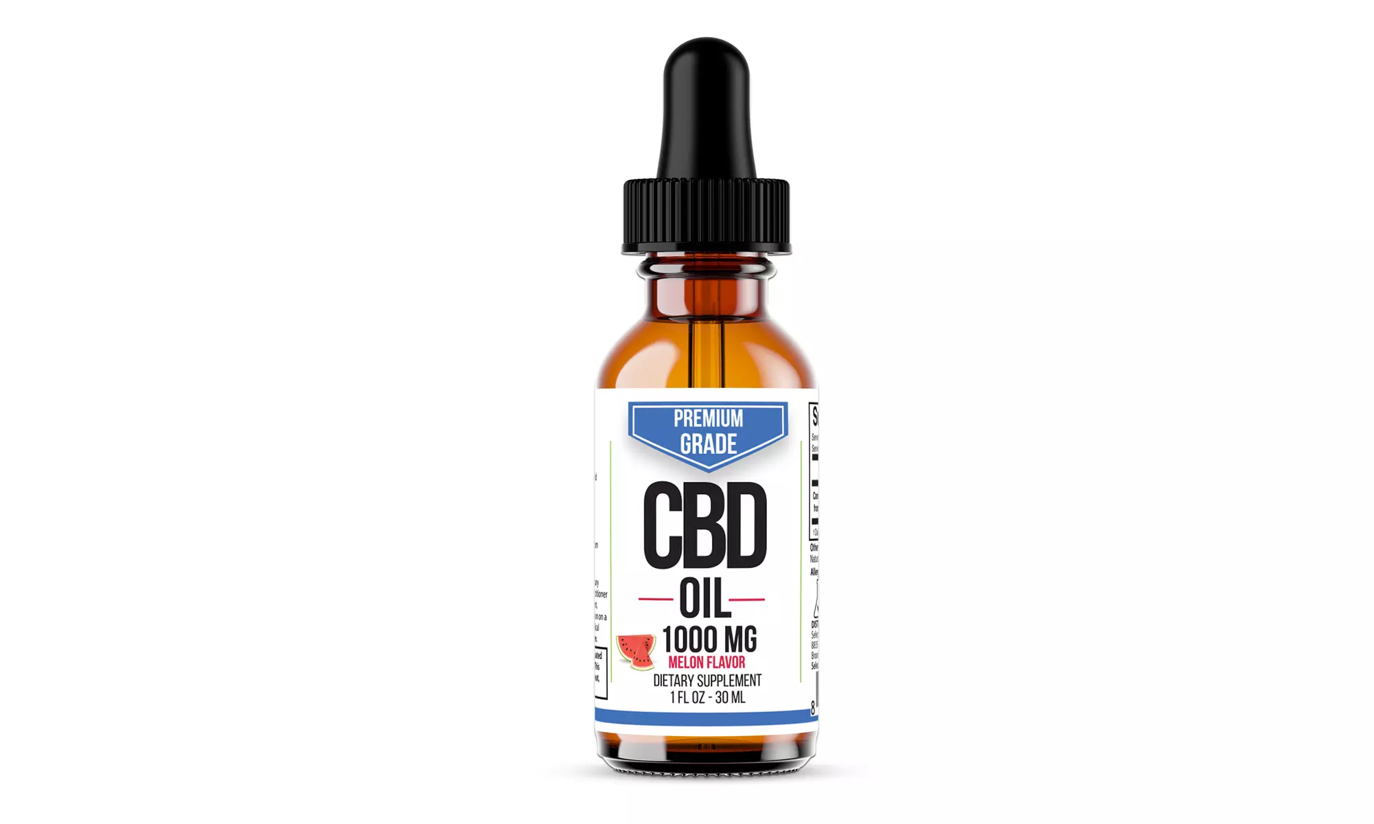 Premium Grade Extra Strength 1000mg CBD Oil Melon Flavor (1- or 2- Pack)