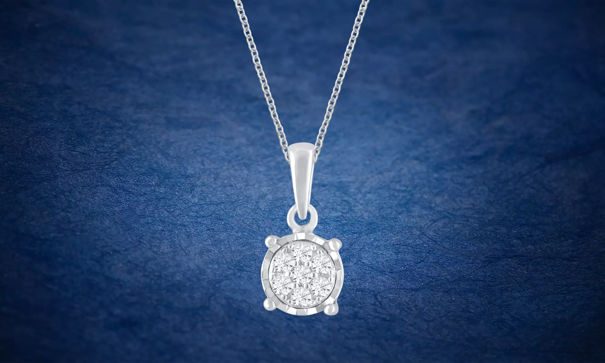 Sterling Silver Miracle Plated Round Diamond Cluster Pendant Necklace for Women