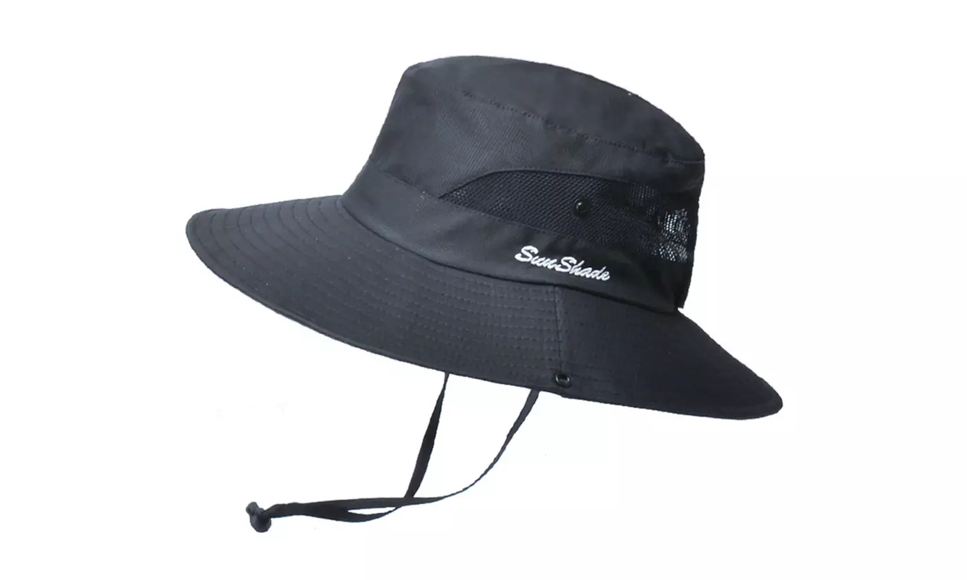 Sun Hat for Women with Wide Brim Ponytail - Beach Hats