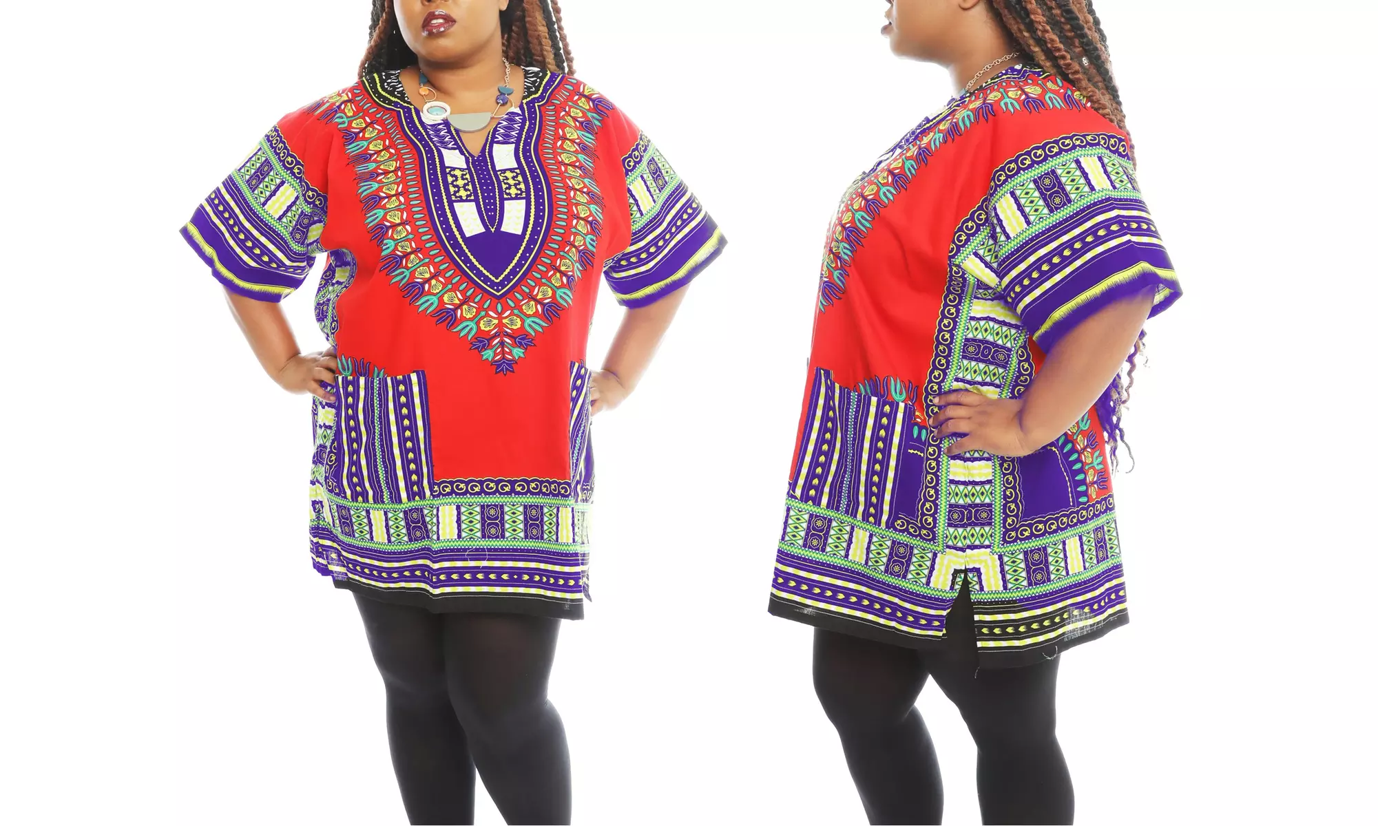 Unisex Dashiki Tunic Top With 2-Pockets - Plus Sizes Available - Primary Image