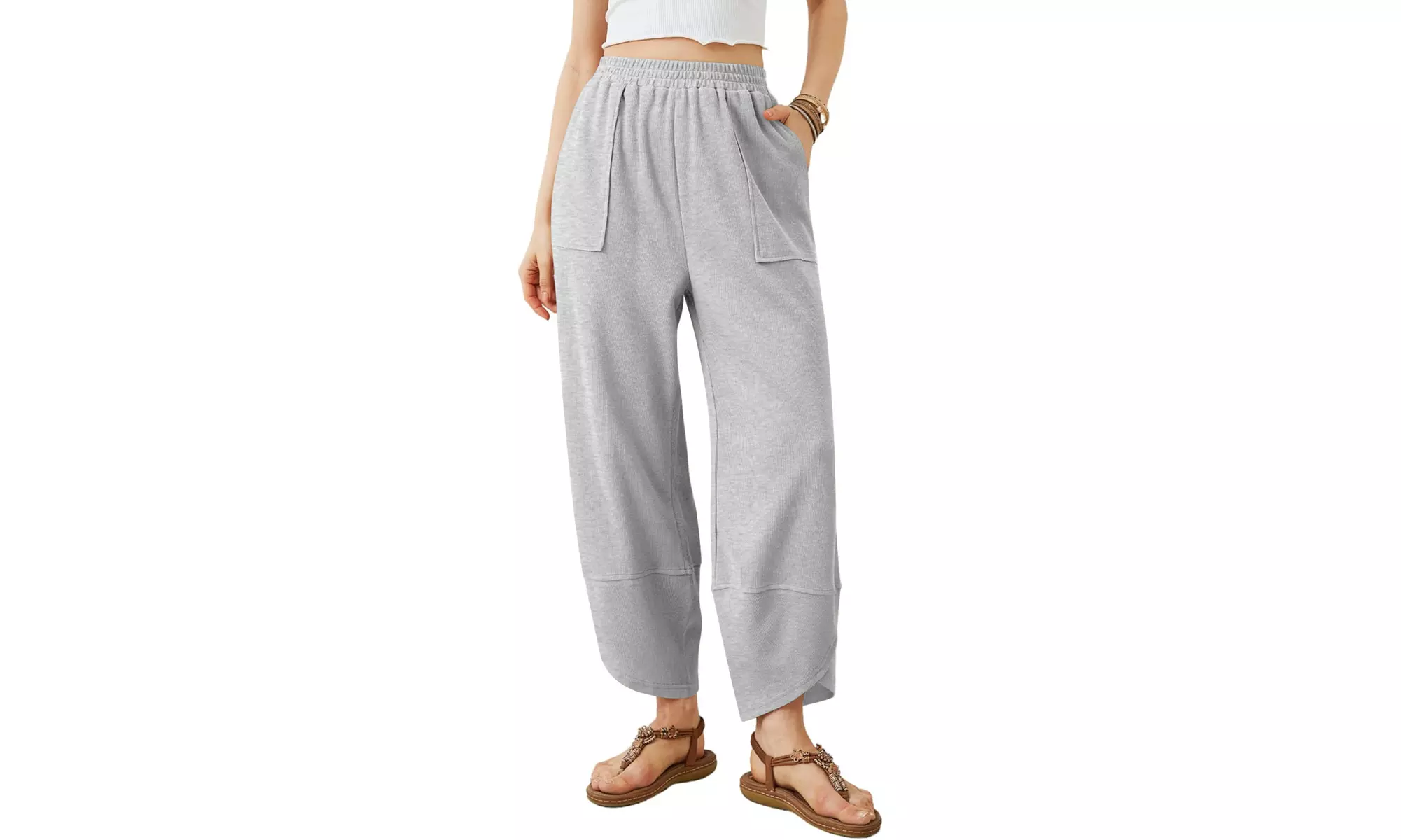 Womens Wide Leg Harem Pants Casual Elastic Waist Comfy Palazzo Baggy Sweatpants