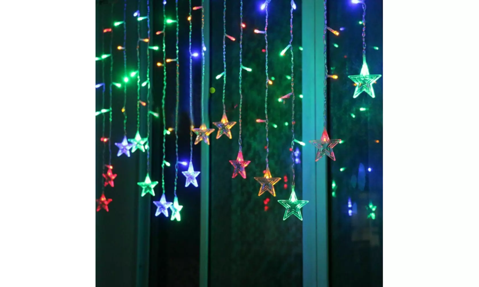 3.5M 96 LED Xmas Star Shaped String Lights Wedding Christmas Curtain Decor - Primary Image