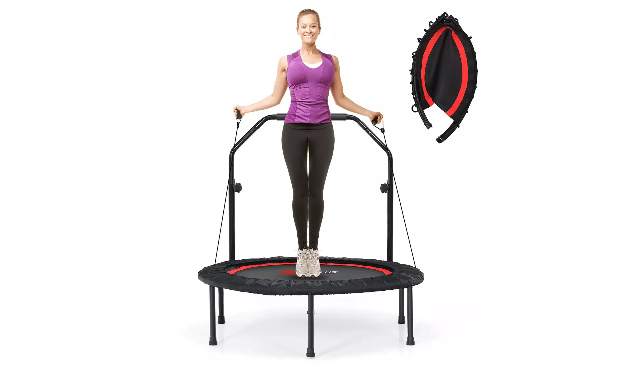 40" Foldable Trampoline Fitness Rebounder w/ Resistance Bands Adjustable Home