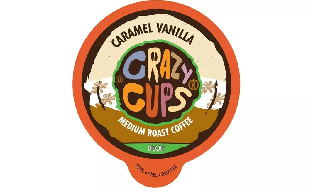 Crazy Cups Decaf Caramel Vanilla Hot or Iced Coffee K Cups 22 or 80 Count
