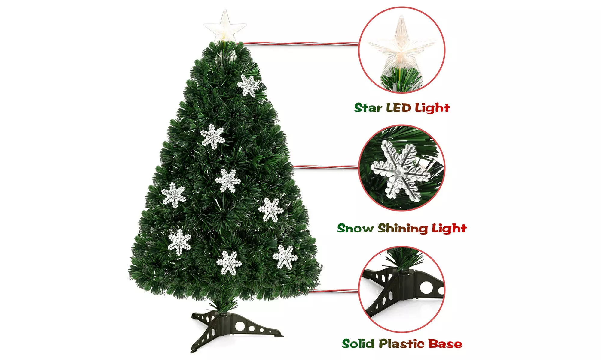 Costway 3FT Pre-Lit Fiber Optic Artificial Christmas Tree w/Multicolor Lights