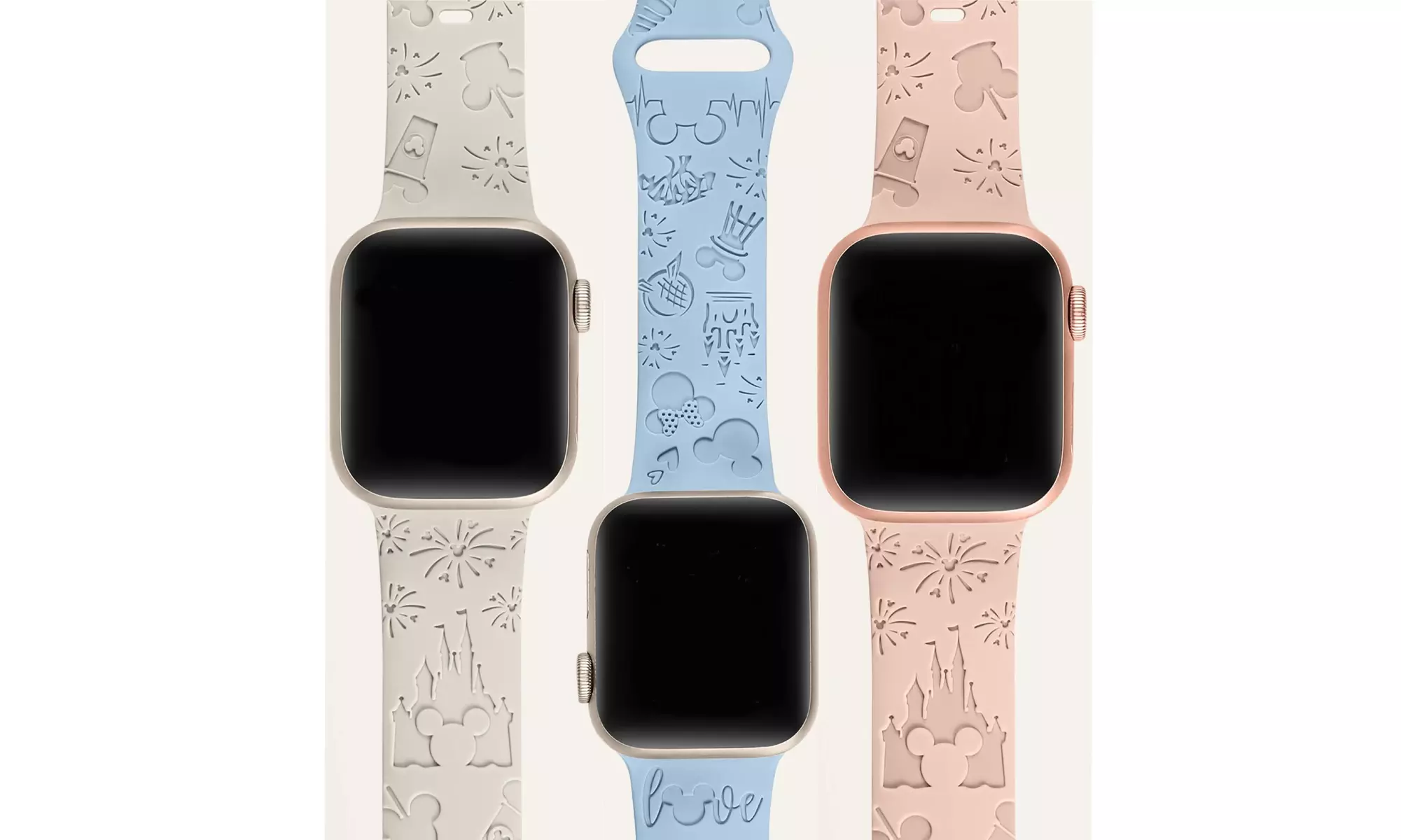 2-Pack Engraved Cartoon Silicone Bands for Apple iWatch Series 1-8 & Ultra