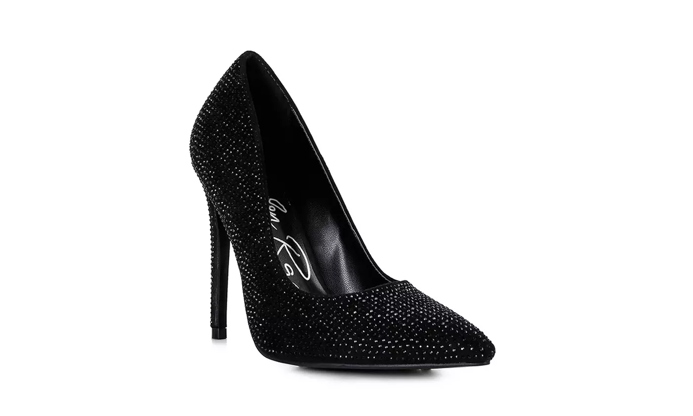 London Rag Alter Ego Heatseal Court Embellished Stiletto Heels