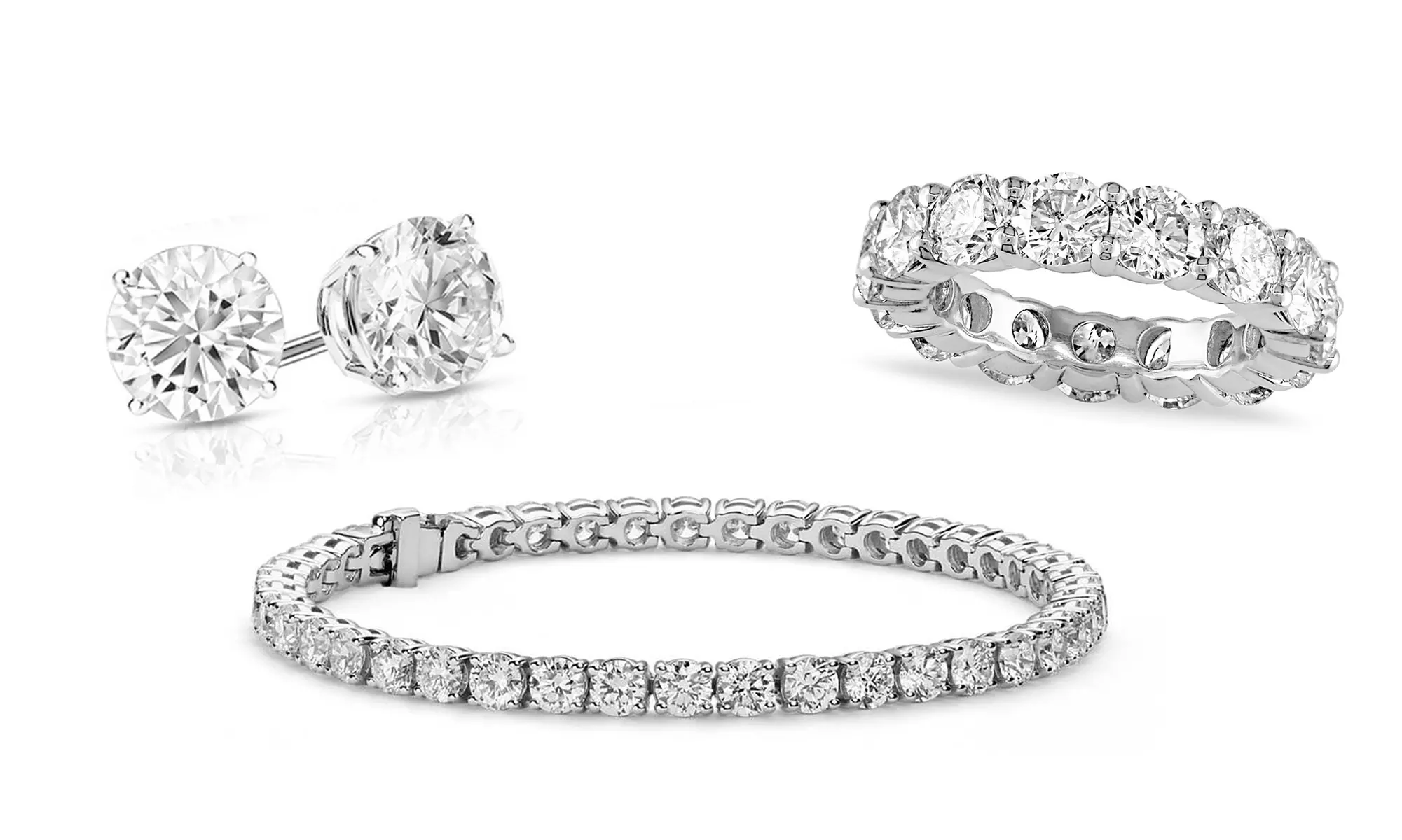  Eternity Ring, Tennis Bracelet & Earrings Set (3 PACK) - Primary Image