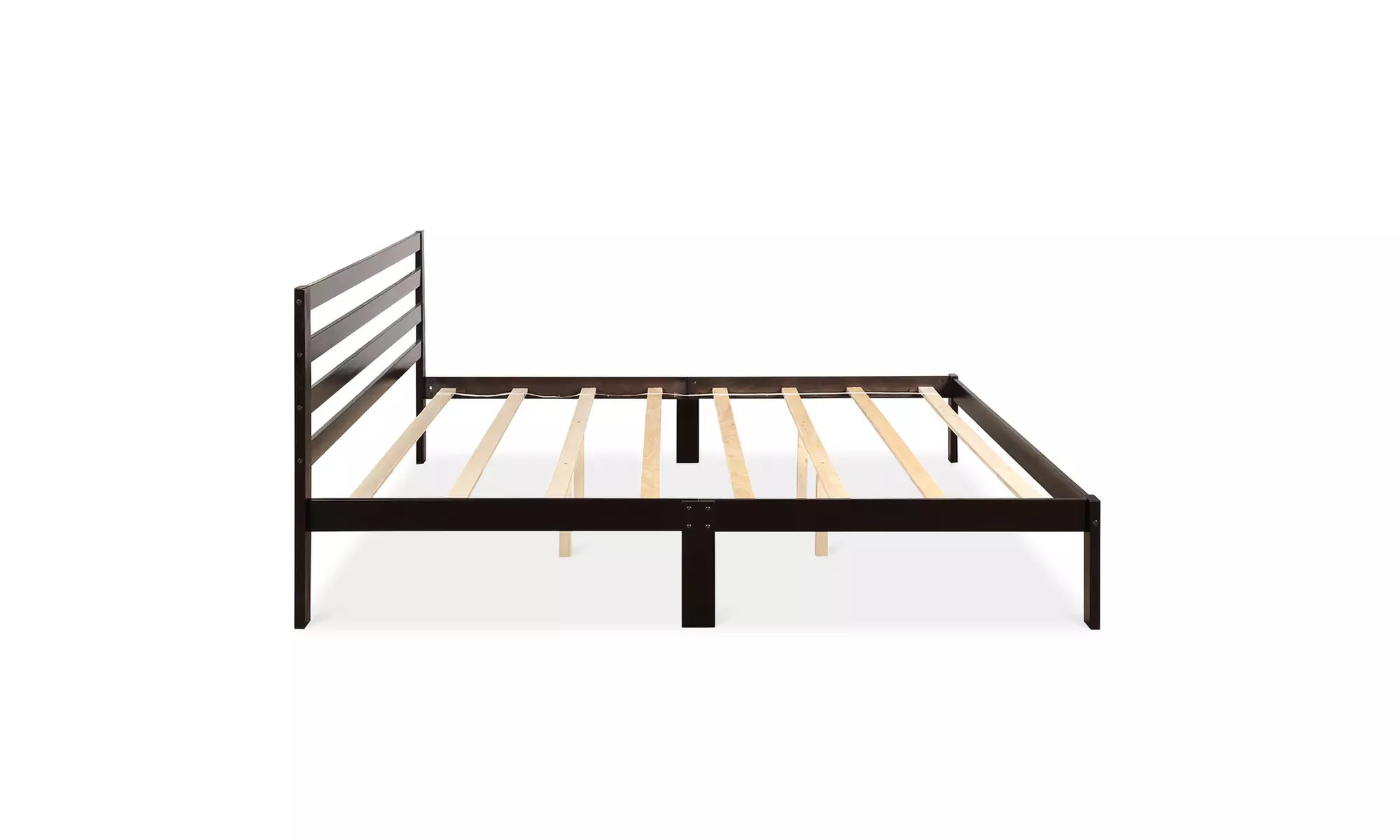 Solid Wood Platform Bed W/Headboard Design King Size Bed Frame Wood Slat Support - Primary Image