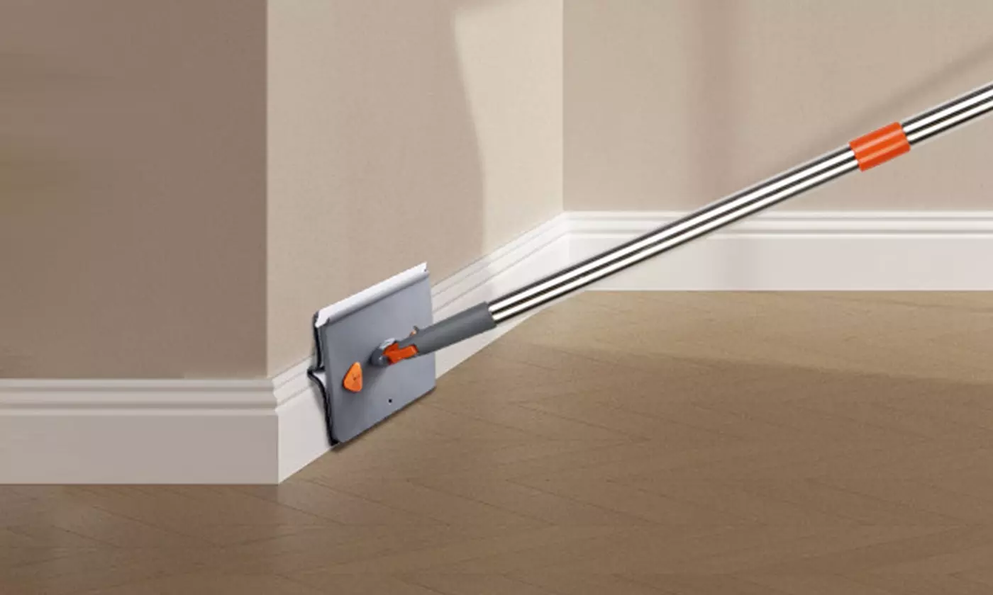 NewHome 2-In-1 Wall and Baseboard Cleaner Mop with Squeegee and Mop Pads