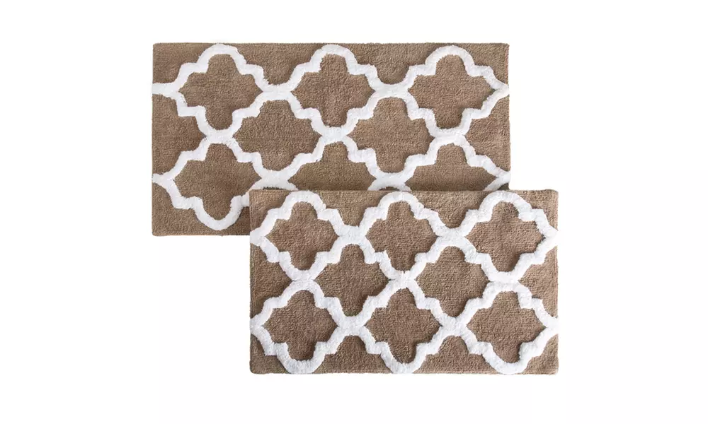 Lavish Home 100% Cotton Trellis Bath Mat Set (2-Piece)