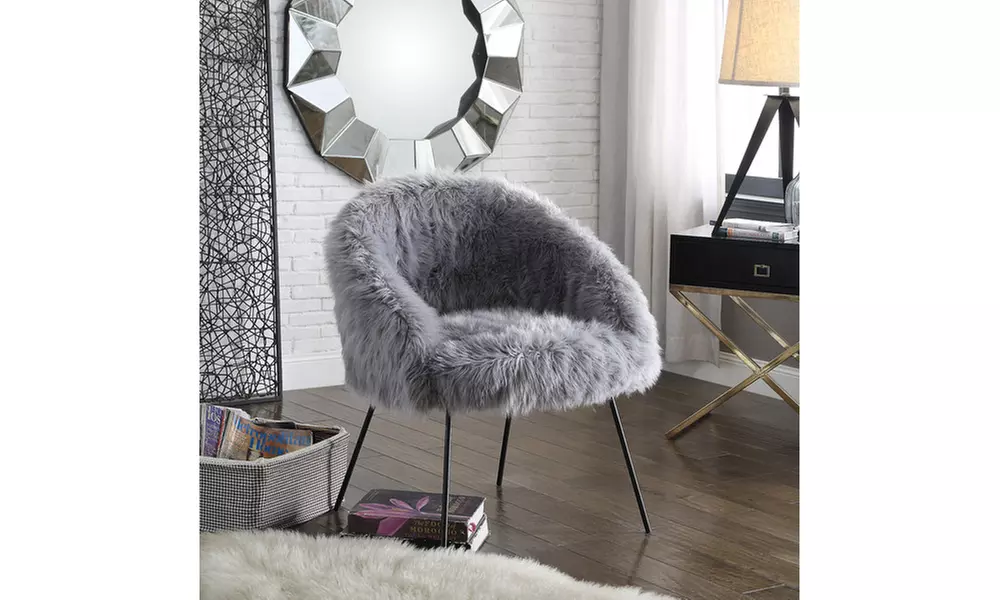 Belle Faux Fur Accent Chair - Multiple colors available - Primary Image