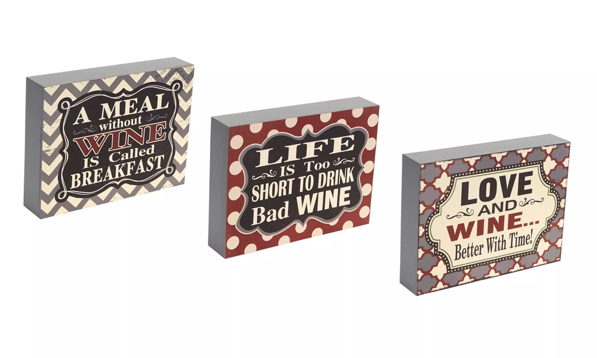 Wine Sitting/Wall Plaques (Set of 6) 7.5"Wx6"H MDF - Primary Image