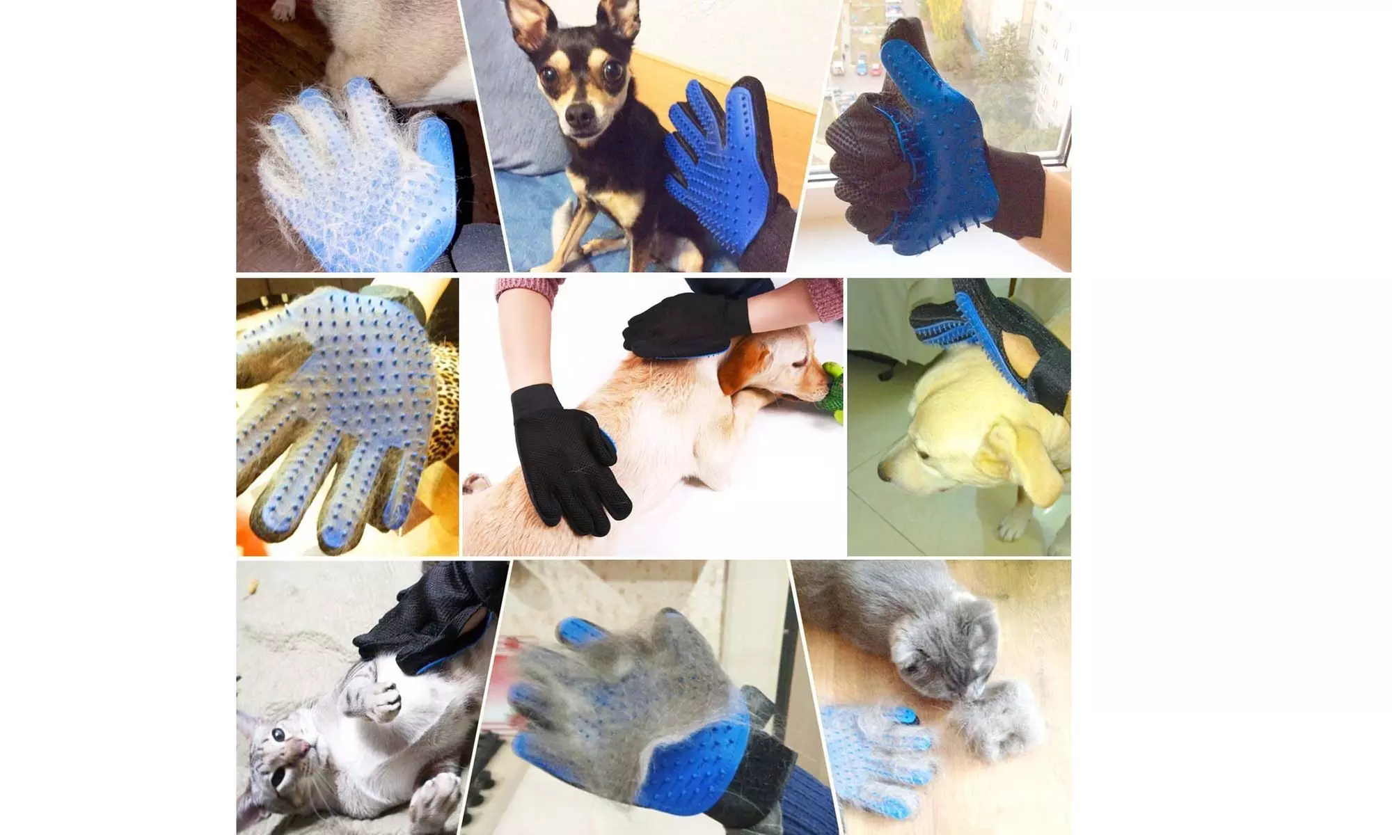 Pet Grooming Gloves Brush Dog Cat Hair Remover Mitt Massage 