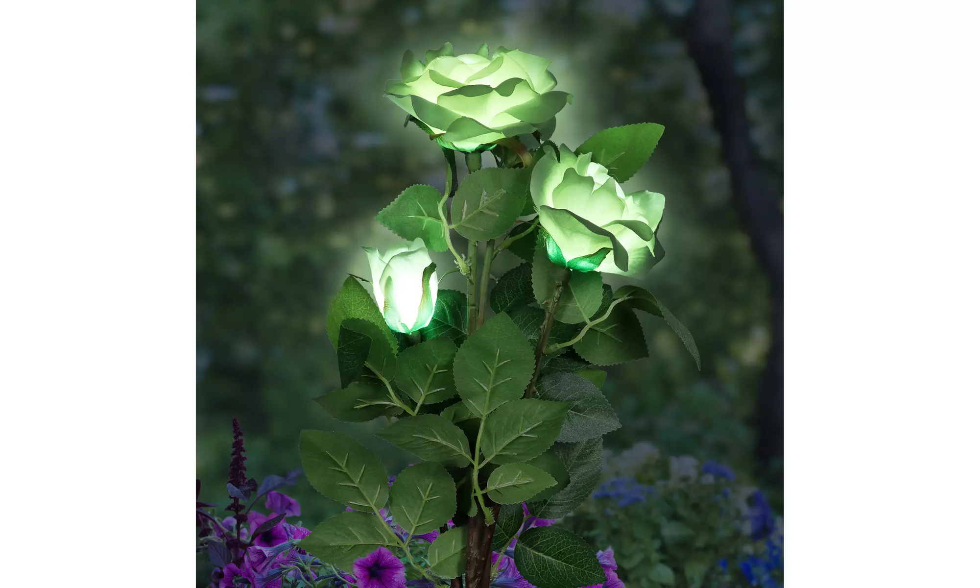 Exhart Solar Rose Bunch Fabric Garden Stake with LED lights, 12 by 32 Inches - Primary Image