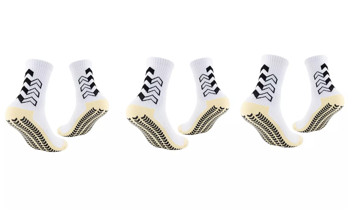 Men's 3 Pack Slip Athletic Long Socks Absorbent Sports Grip Socks for Basketball