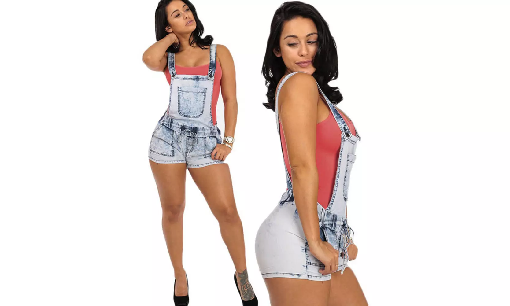 Women Lady Sexy Hot Pants Summer Elastic High Waist Denim Shorts Overalls - Primary Image